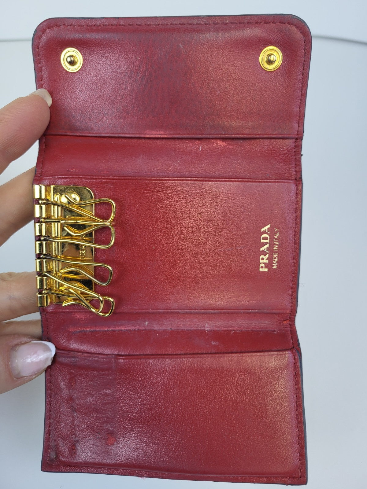 PRADA Women's Leather Black Solid Key Case 