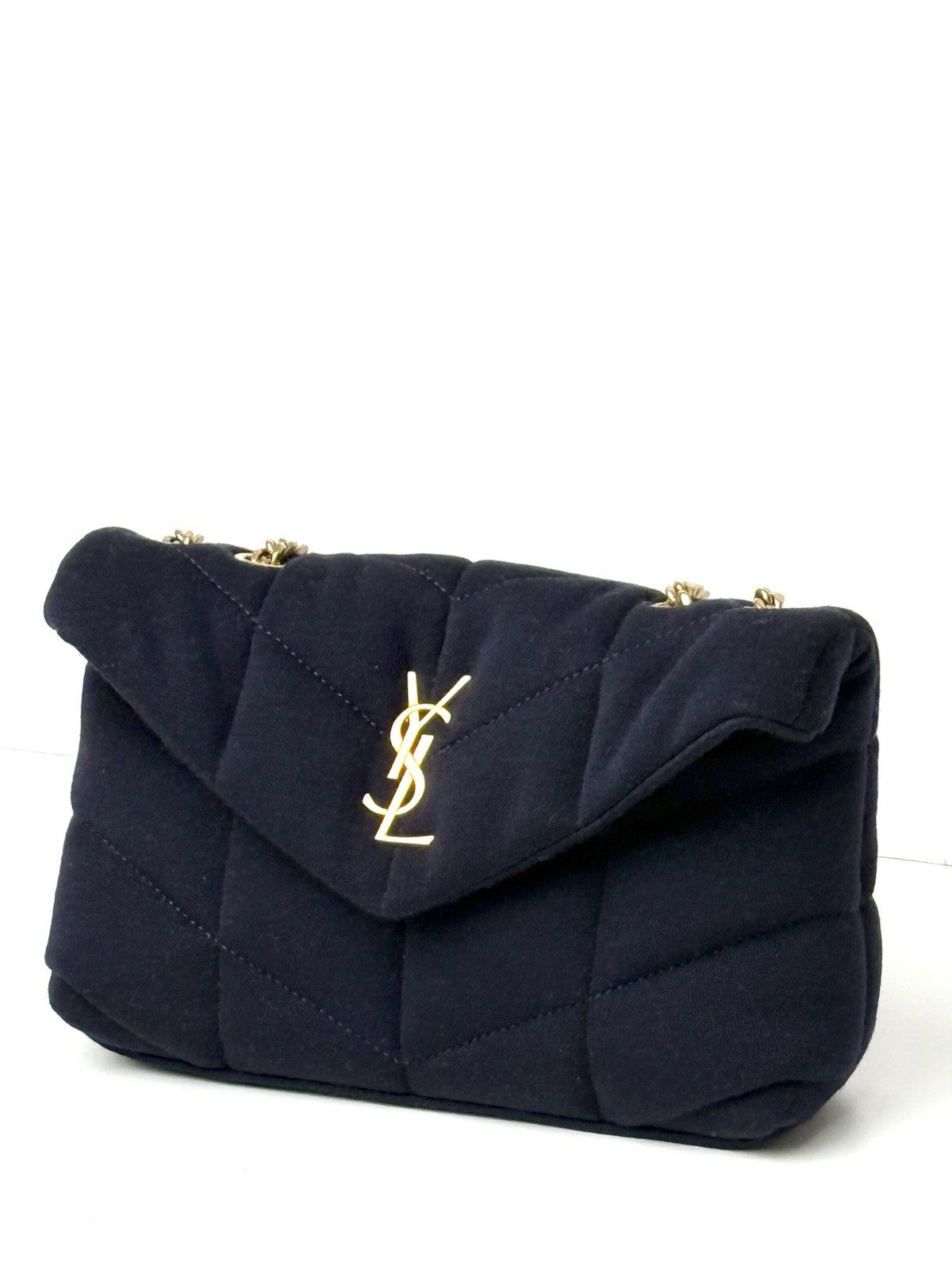 Loulou Puffer Shoulder Bag Quilted Canvas Small Blue