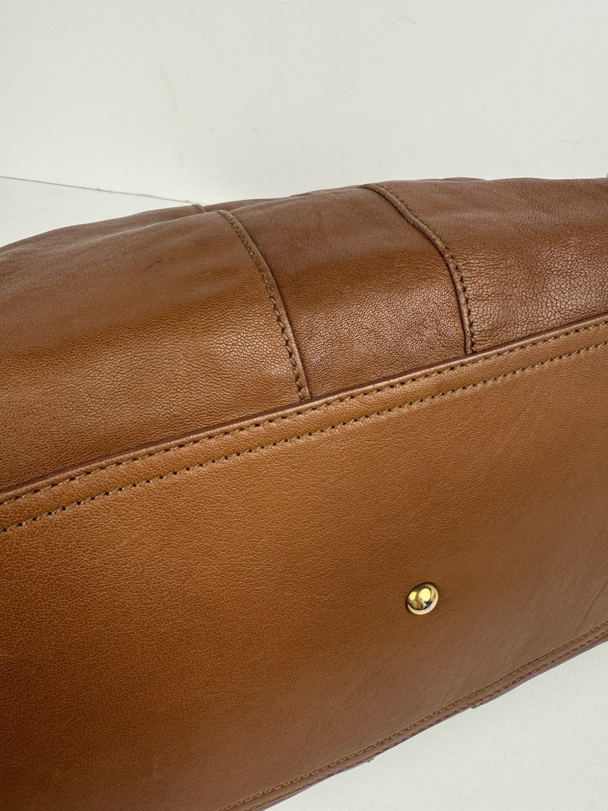 SAINT LAURENT Y Line Cabas Chic Handbag Women's Brown Leather Large
