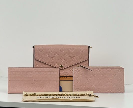Louis Vuitton Felicie Pochette Monogram Pink Leather Bag