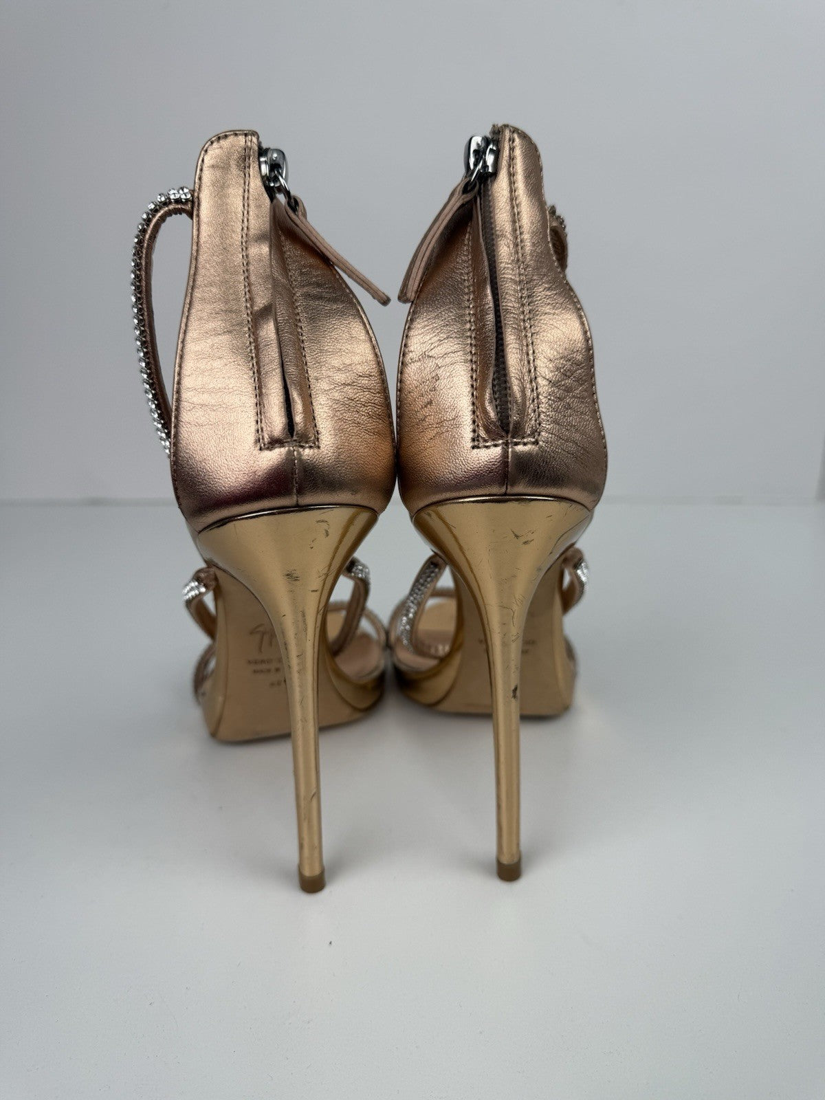 Giuseppe Zanotti Leather Crystal Embellishment Sandals Size 42 /12