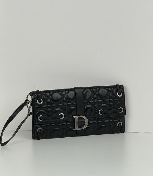 Dior Vintage Cannage Black Leather Clutch 