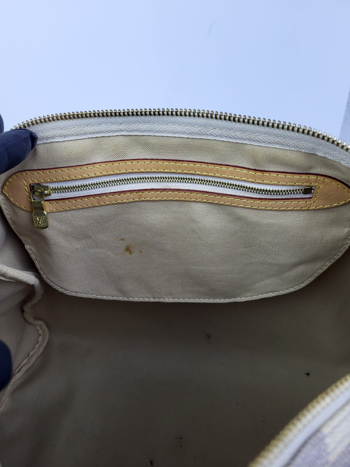 Louis Vuitton Speedy Bandouliere Damier Azur Duffle 35 Canvas Bag
