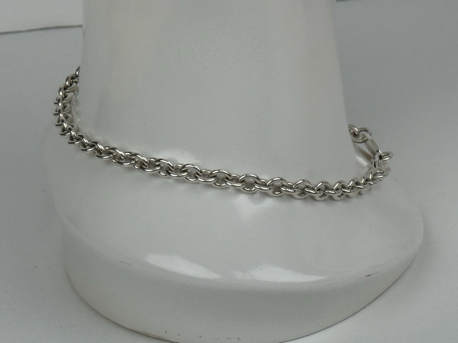 Tiffany & Co Sterling Silver Oval Choker Tag Necklace 15.5"