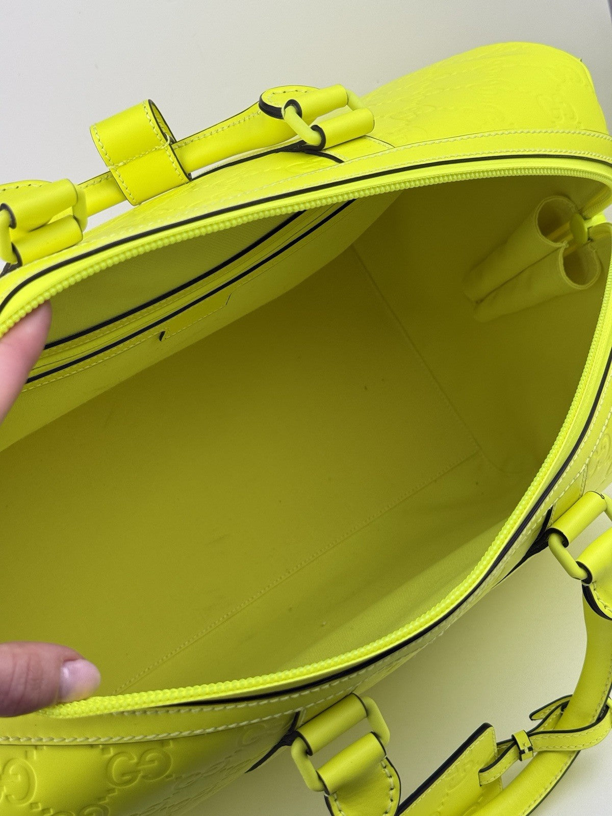 Gucci Duffel Bag Neon Yellow Rubber Bag