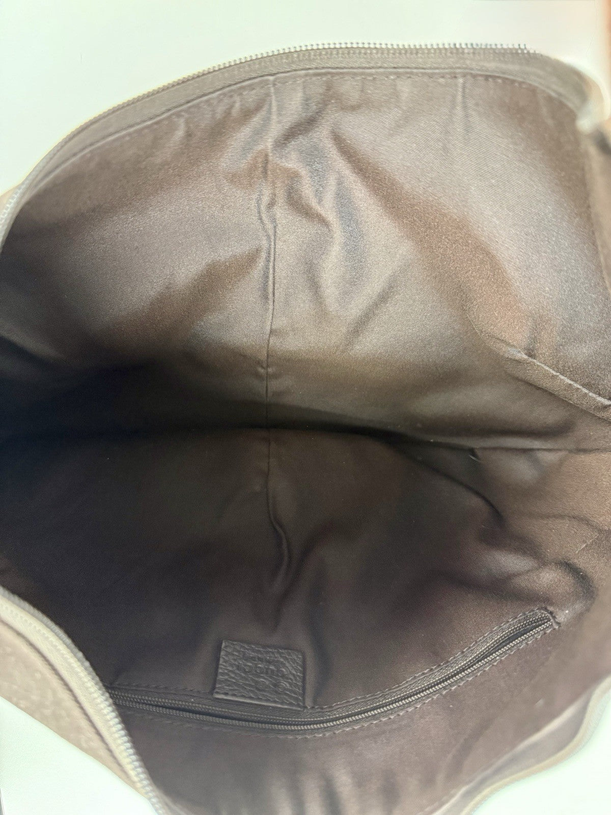 Gucci GG Dark Brown Canvas Medium Hobo Shoulder Bag