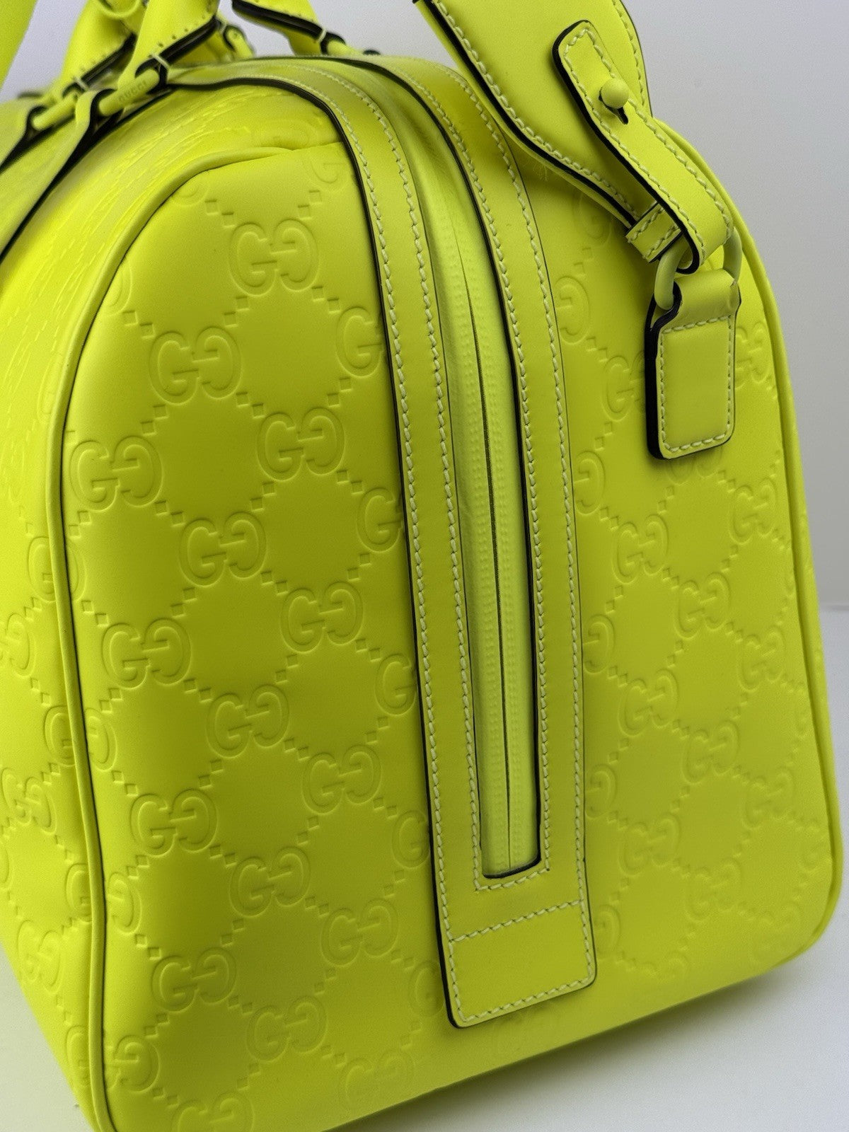 Gucci Duffel Bag Neon Yellow Rubber Bag