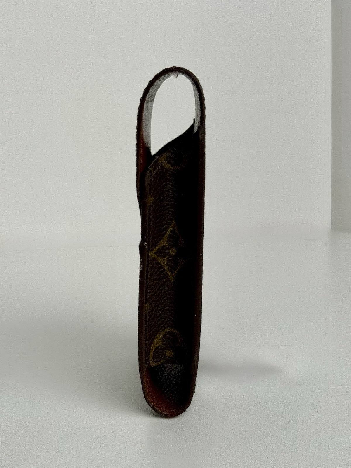 Louis Vuitton Monogram Case Brown Leather 5 Inch
