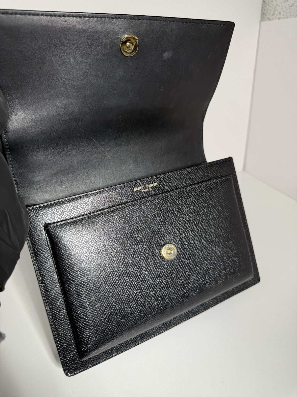 Saint Laurent Black Leather Medium Sunset Chain Shoulder Bag