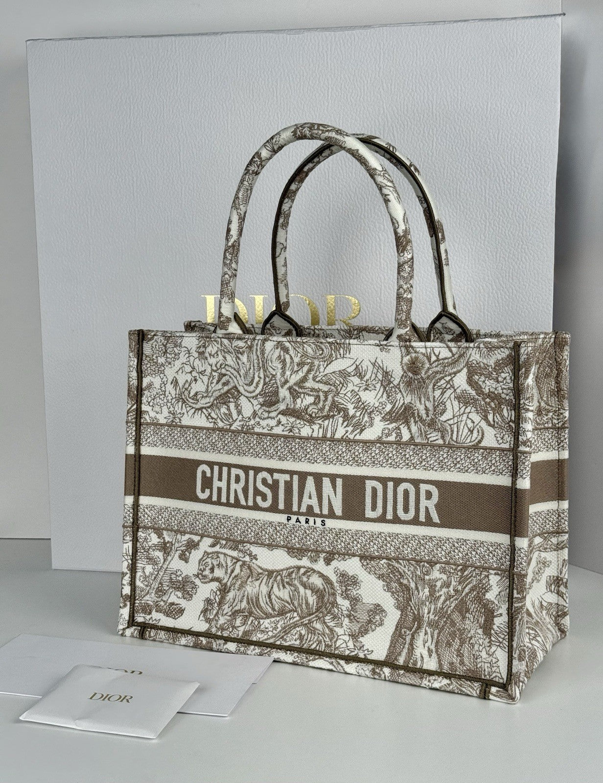 Dior Book Toile De Jouy Tote Small White/Beige Canvas