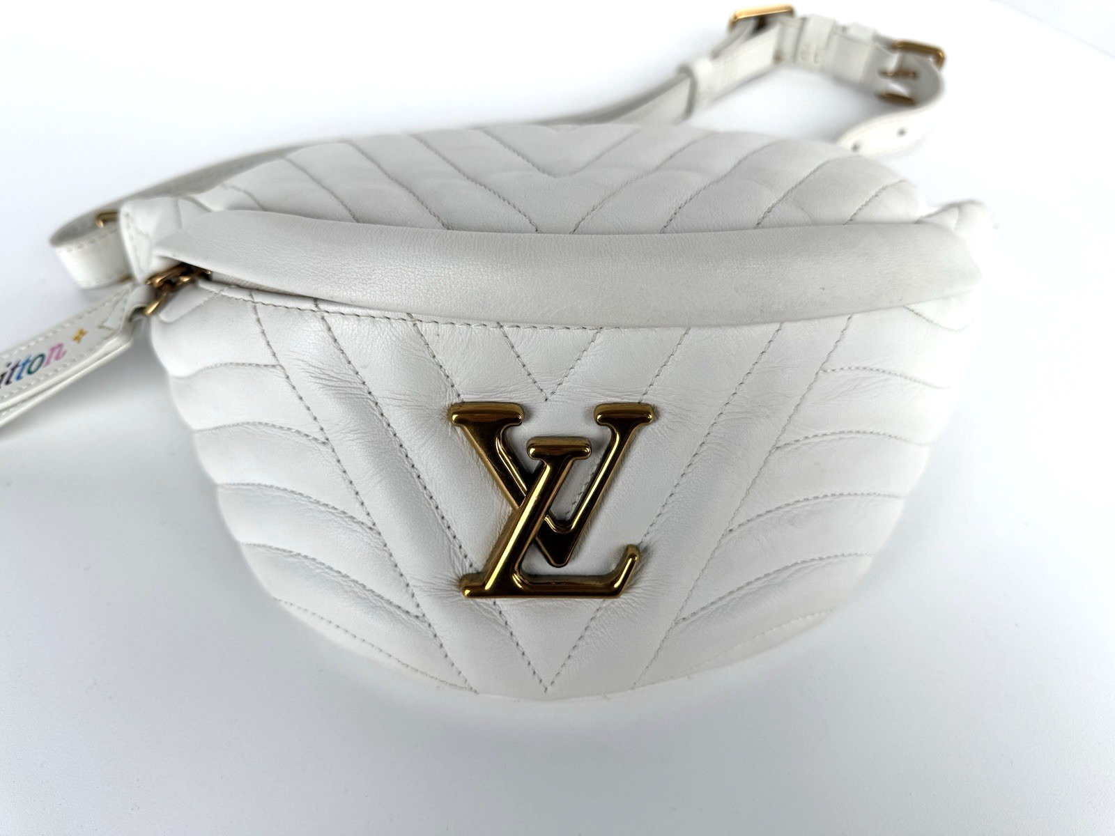 Louis Vuitton Calfskin Leather New Wave Bumbag Belt Bag for Women in White