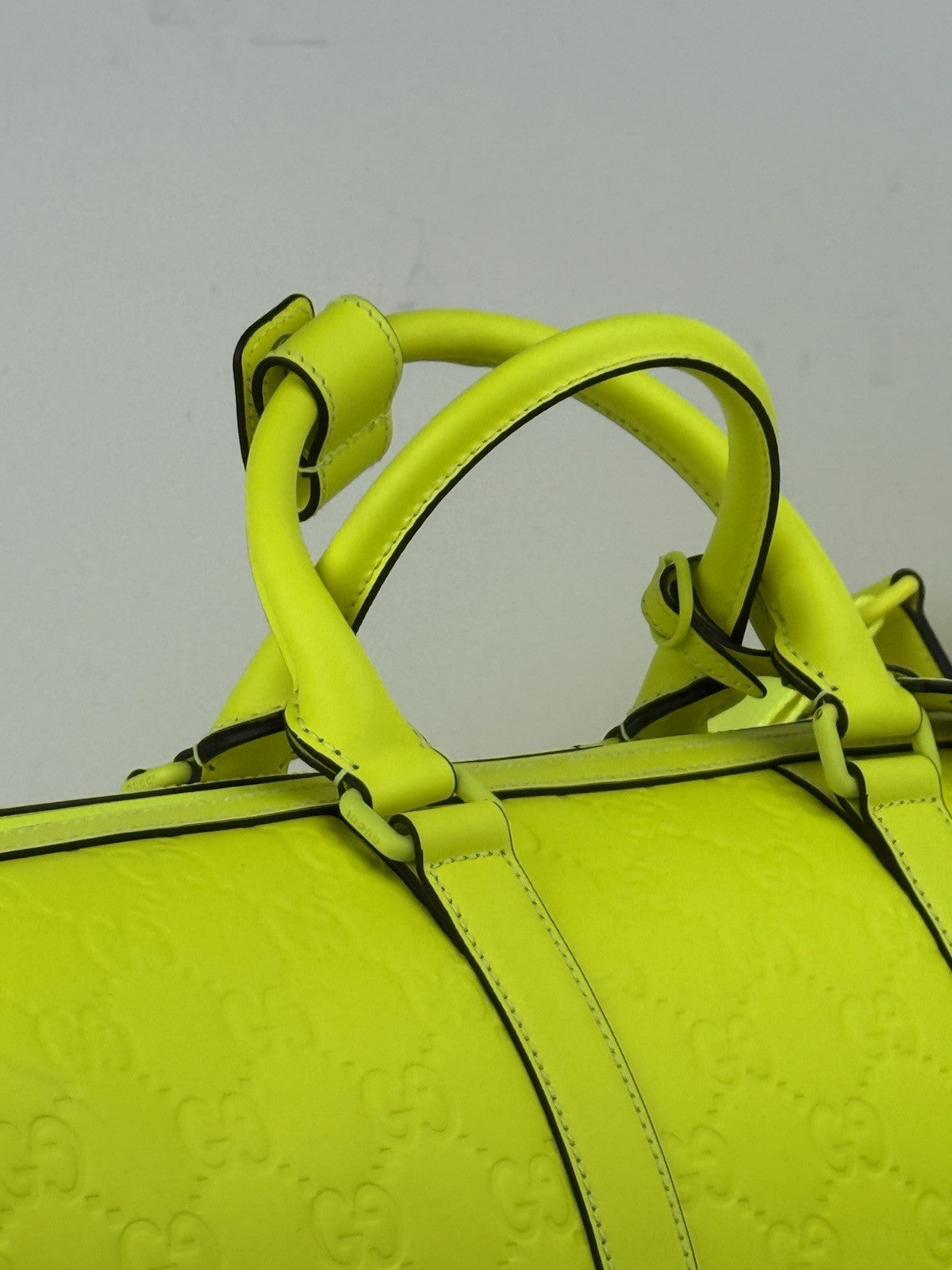 Gucci Duffel Bag Neon Yellow Rubber Bag