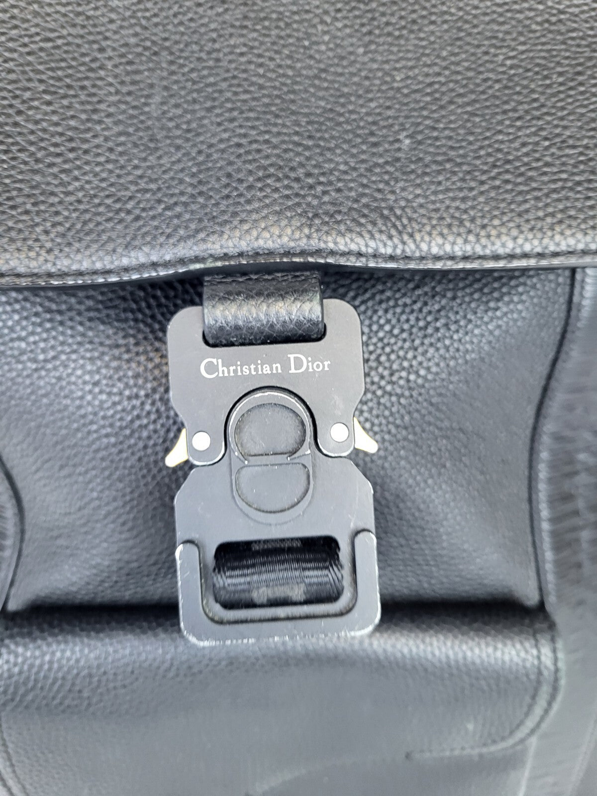 Dior Men's Backpack Saddle Bag Grained Black Leather 