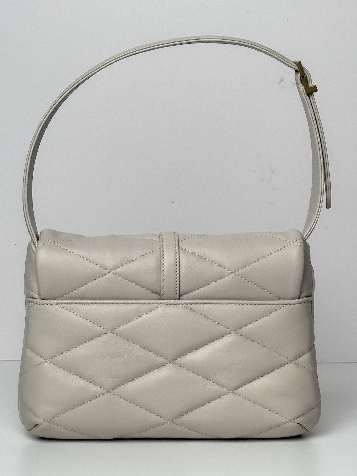 Saint Laurent Lambskin Quilted Le 57 Diamond Shoulder Bag Crema