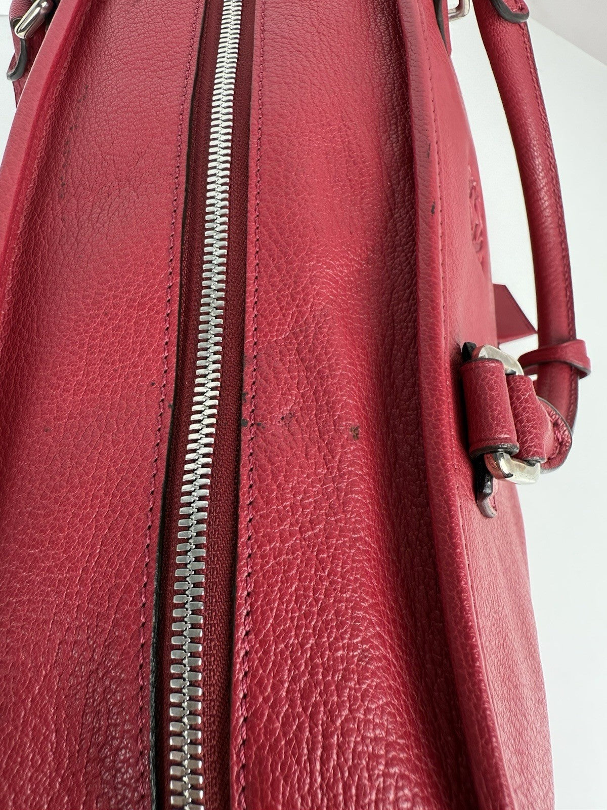 Loewe Womens Double Handle Grain Leather Amazona Shoulder Bag Pink
