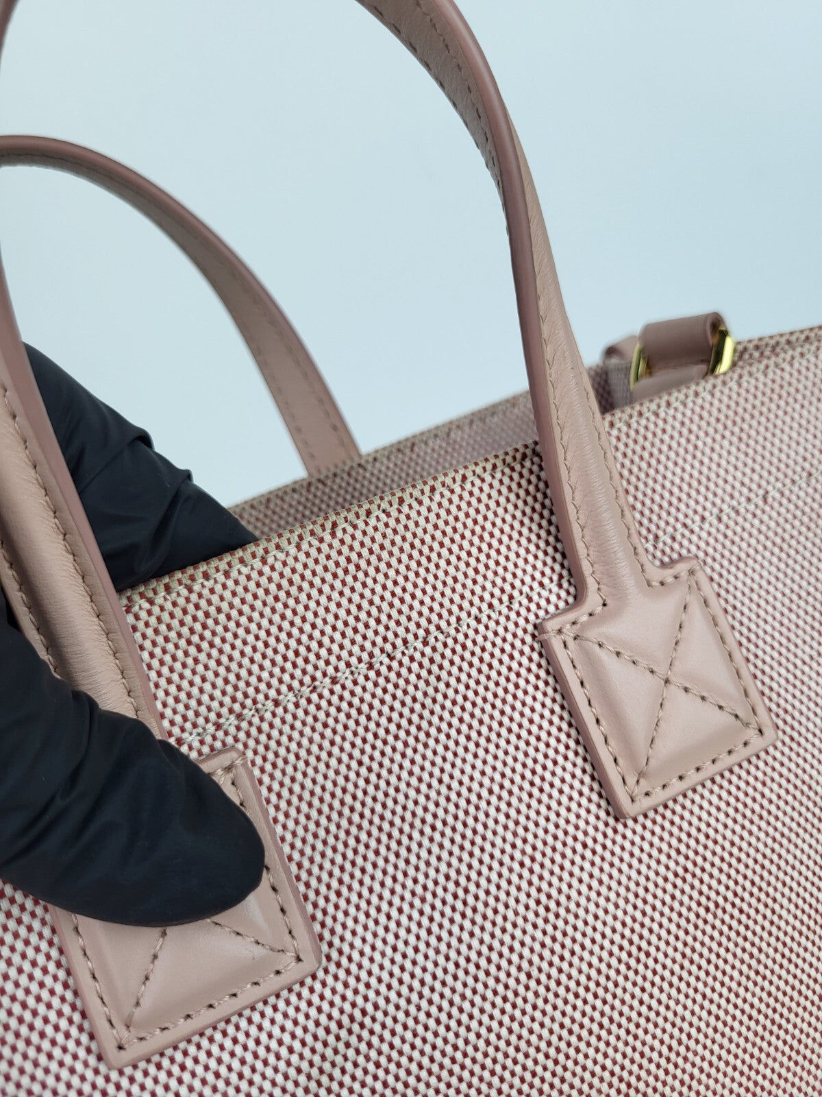 Burberry Freya Shopping Tote Canvas with Leather Mini Pink