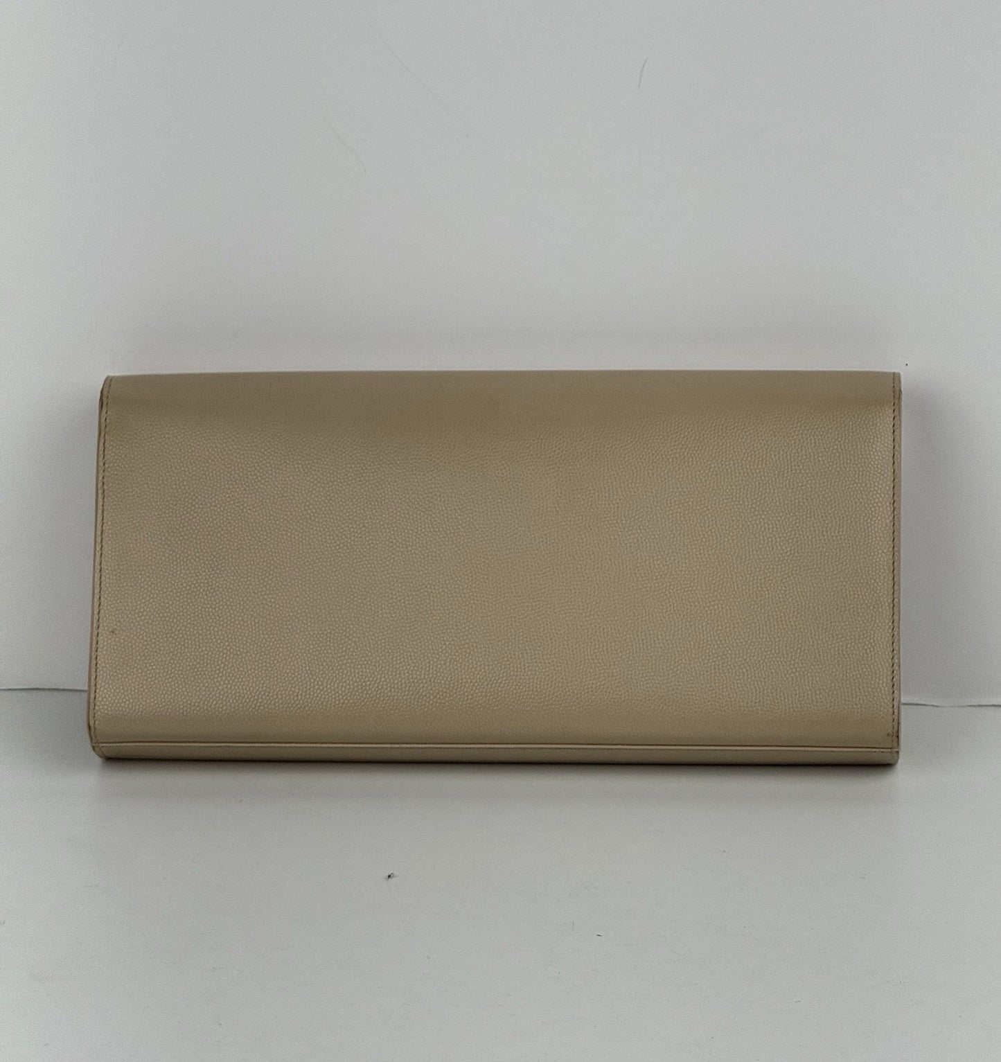SAINT LAURENT Grain De Poudre Classic Monogram Cassandre Clutch Nude Powder