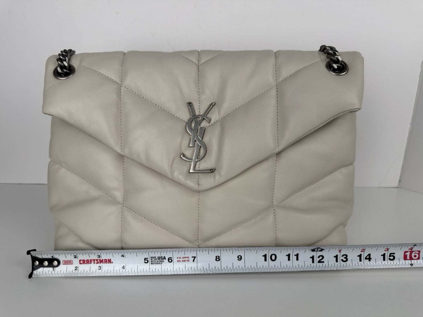 Saint Laurent LouLou Puffer Medium Shoulder Bag in White
