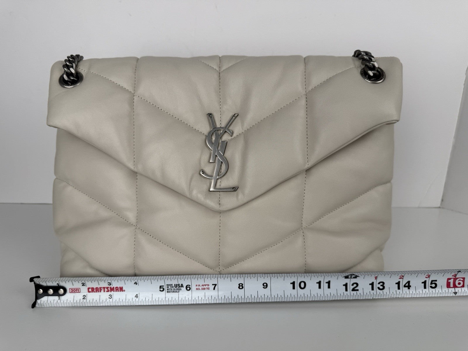 Saint Laurent LouLou Puffer Medium Shoulder Bag in White