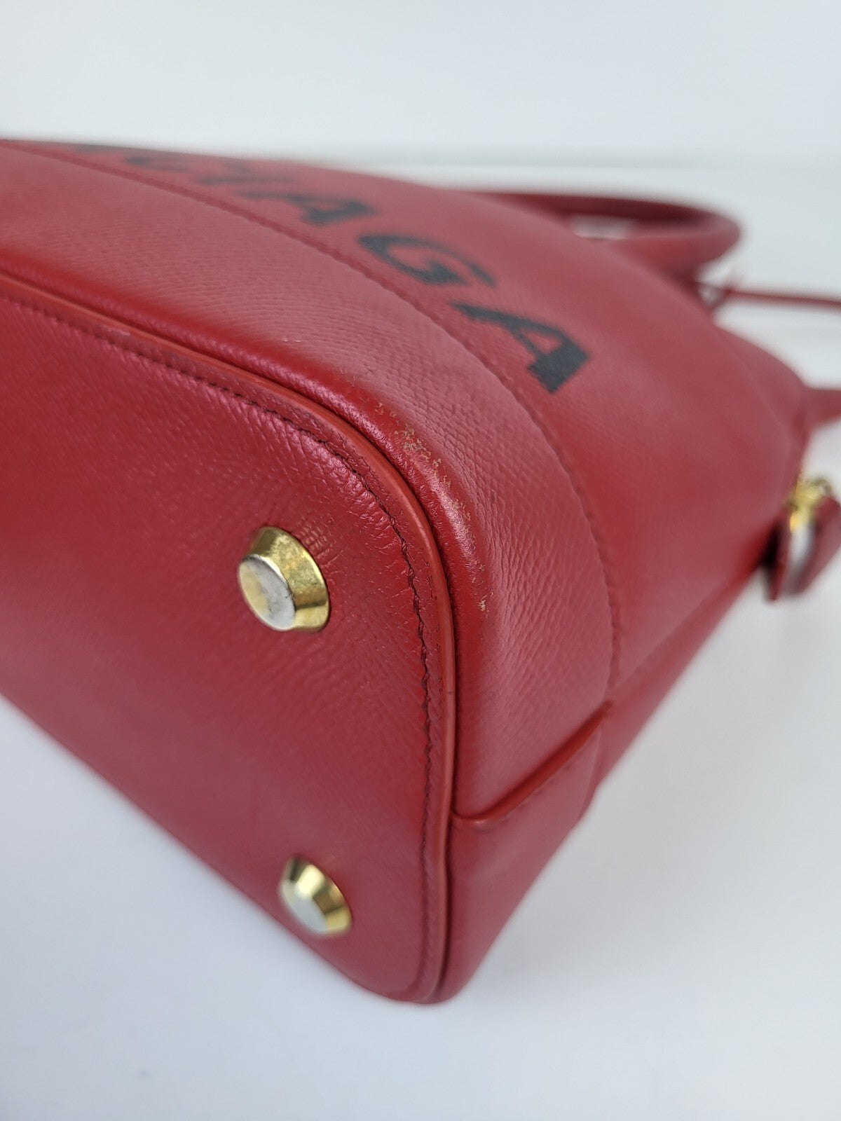 BALENCIAGA Ville Bag Red Grained Leather  Top Handles Bag