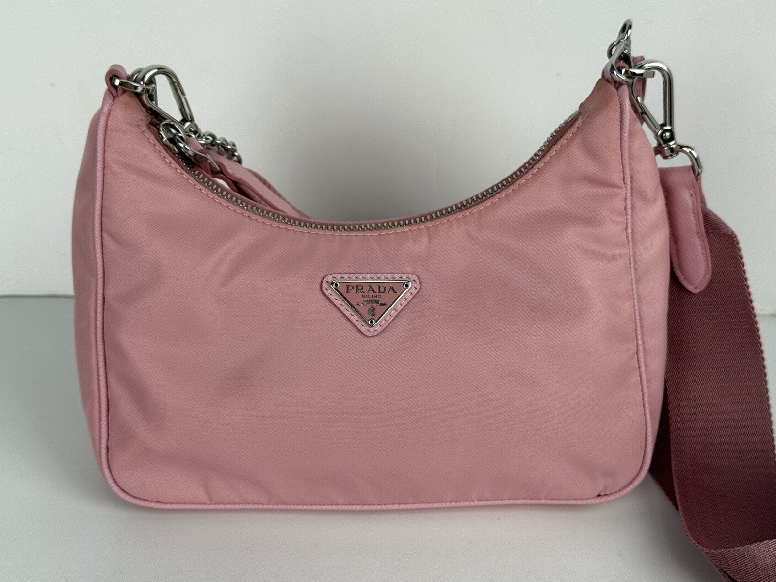 Prada Women's Re-Edition 2005 Nylon Bag in Pink