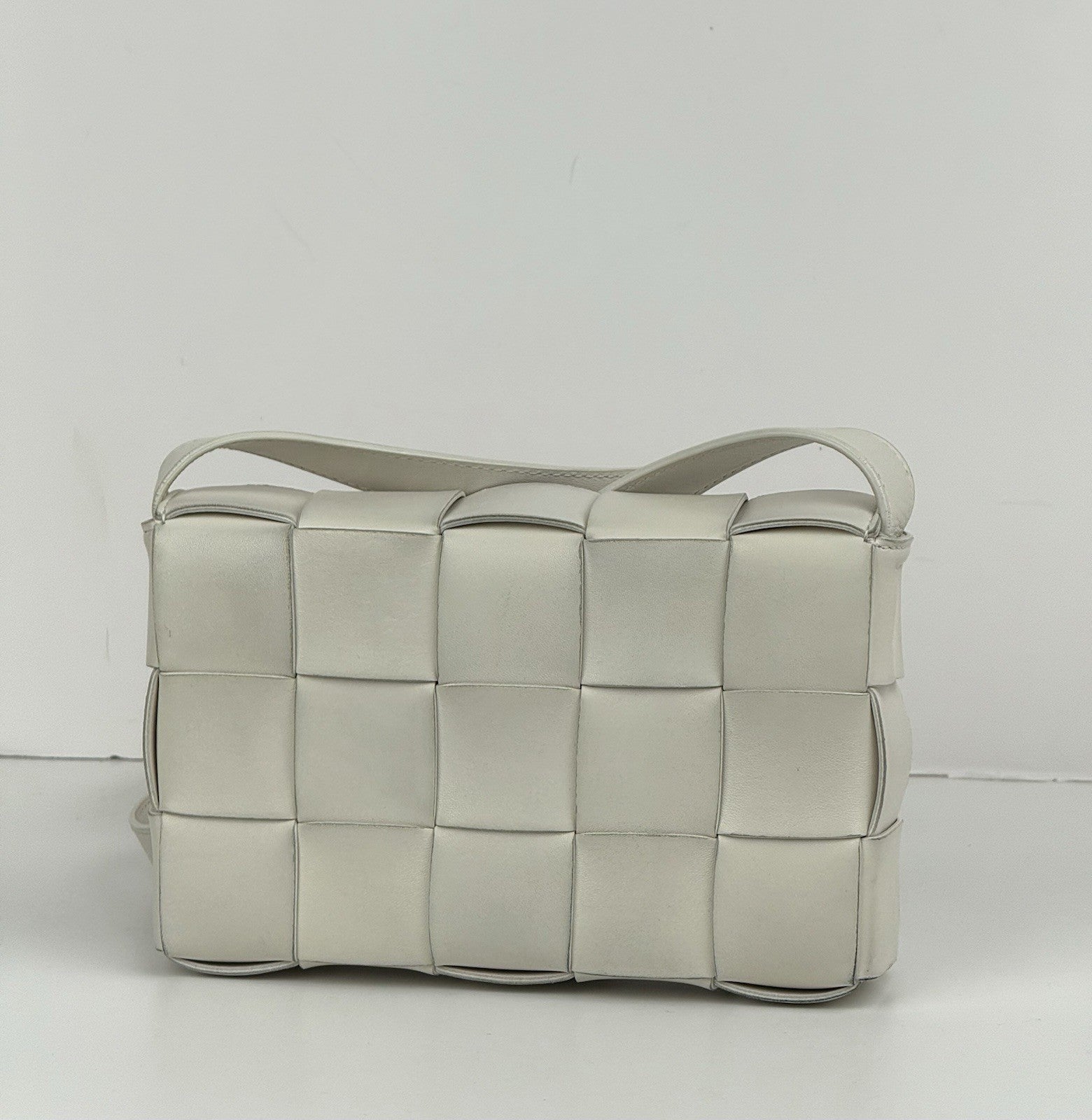 Bottega Veneta Intrecciato Cassette Shoulder Bag White