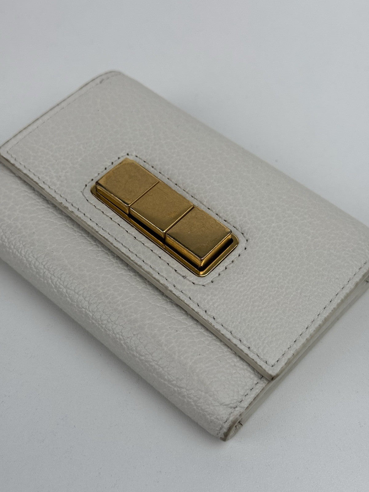 Bottega Veneta White Leather Small Wallet