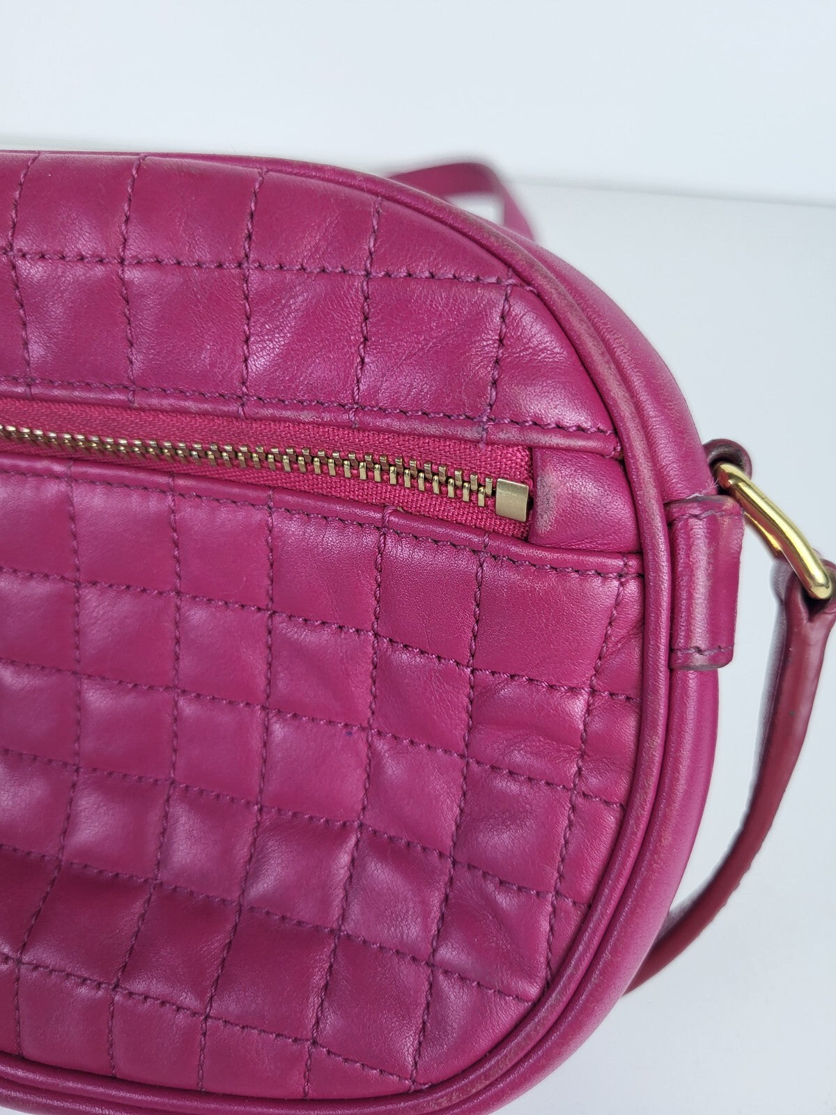 Celine Bag Pink Quilted Calfskin Leather C Charm Small Camera Bag