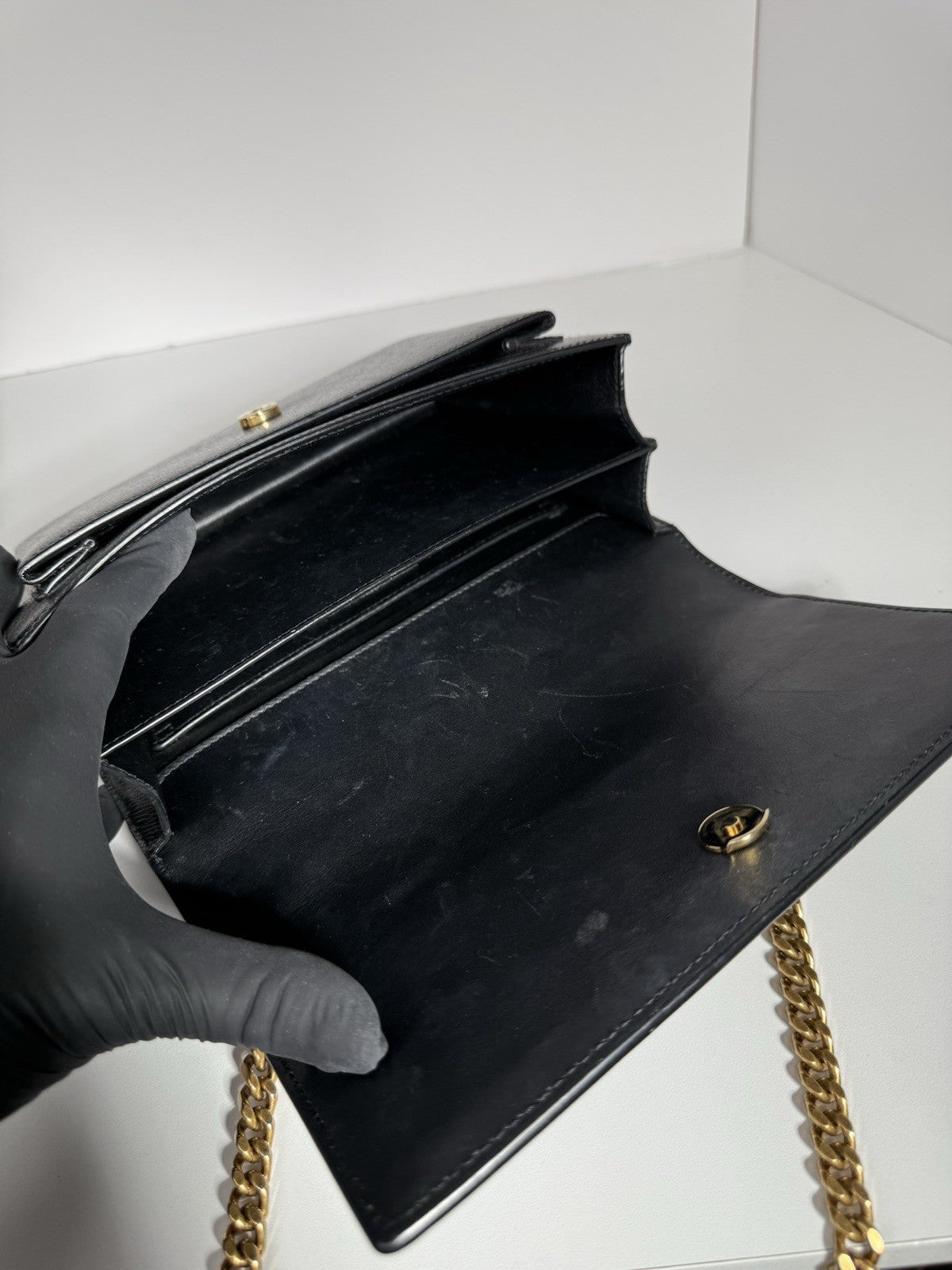 Saint Laurent Black Leather Medium Sunset Chain Shoulder Bag