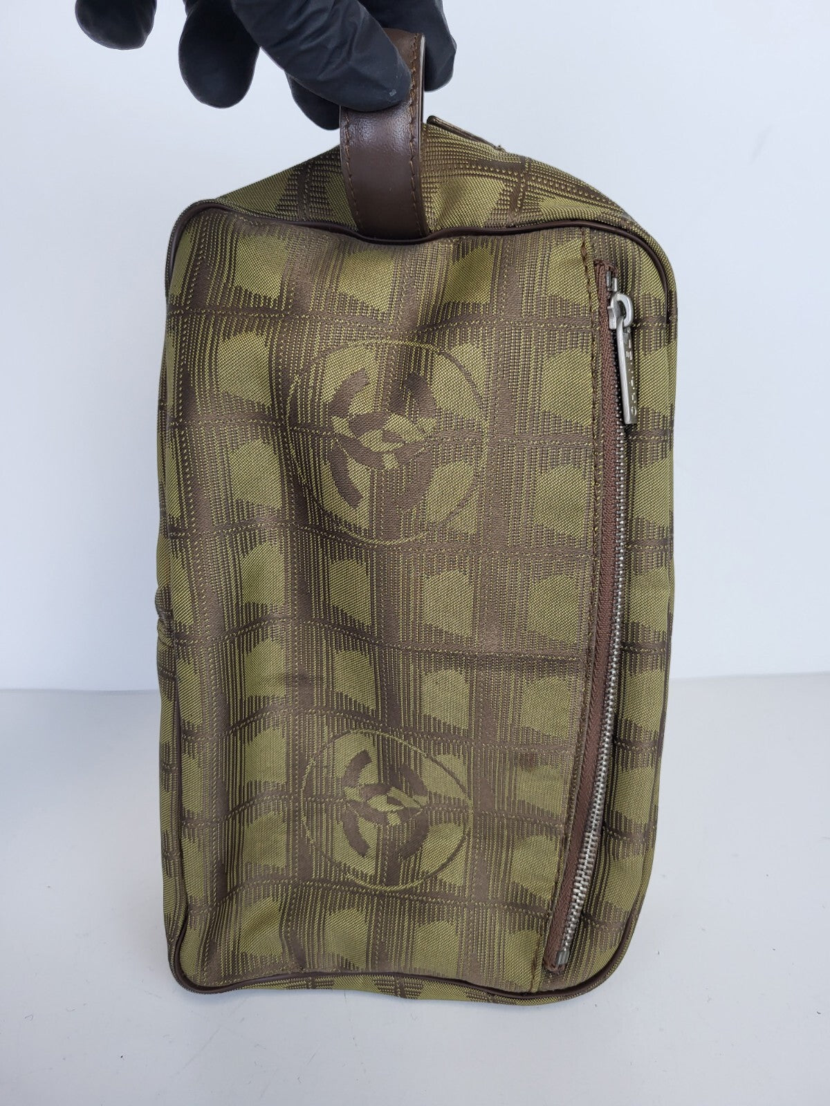Chanel Vintage Cosmetic Travel Bag Green