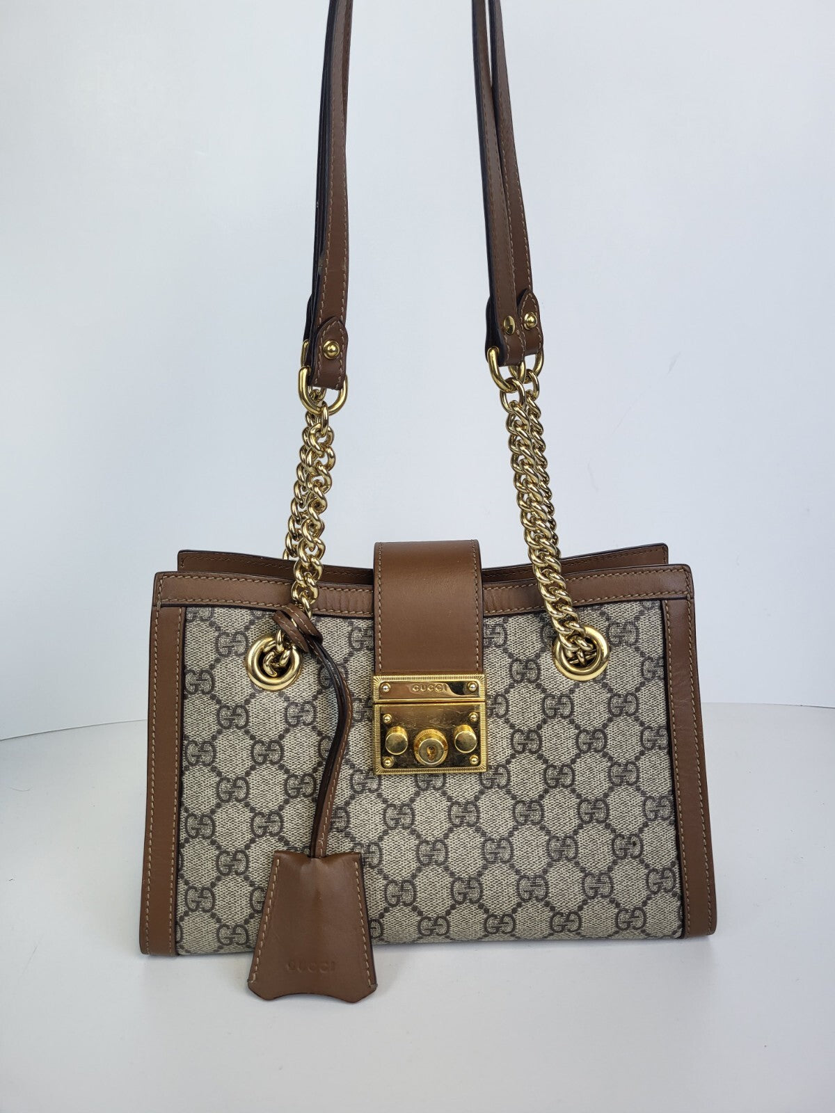 Gucci Padlock Shoulder Bag Small Brown Canvas Shoulder Bag 