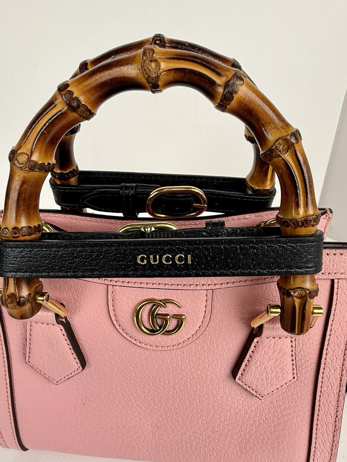 Gucci Bag Mini Diana Bamboo Handle Tote Pink Leather