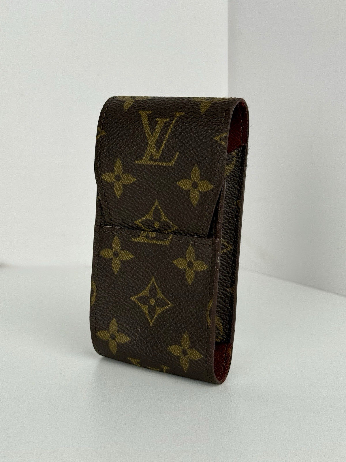 Louis Vuitton Monogram Case Brown Leather 5 Inch