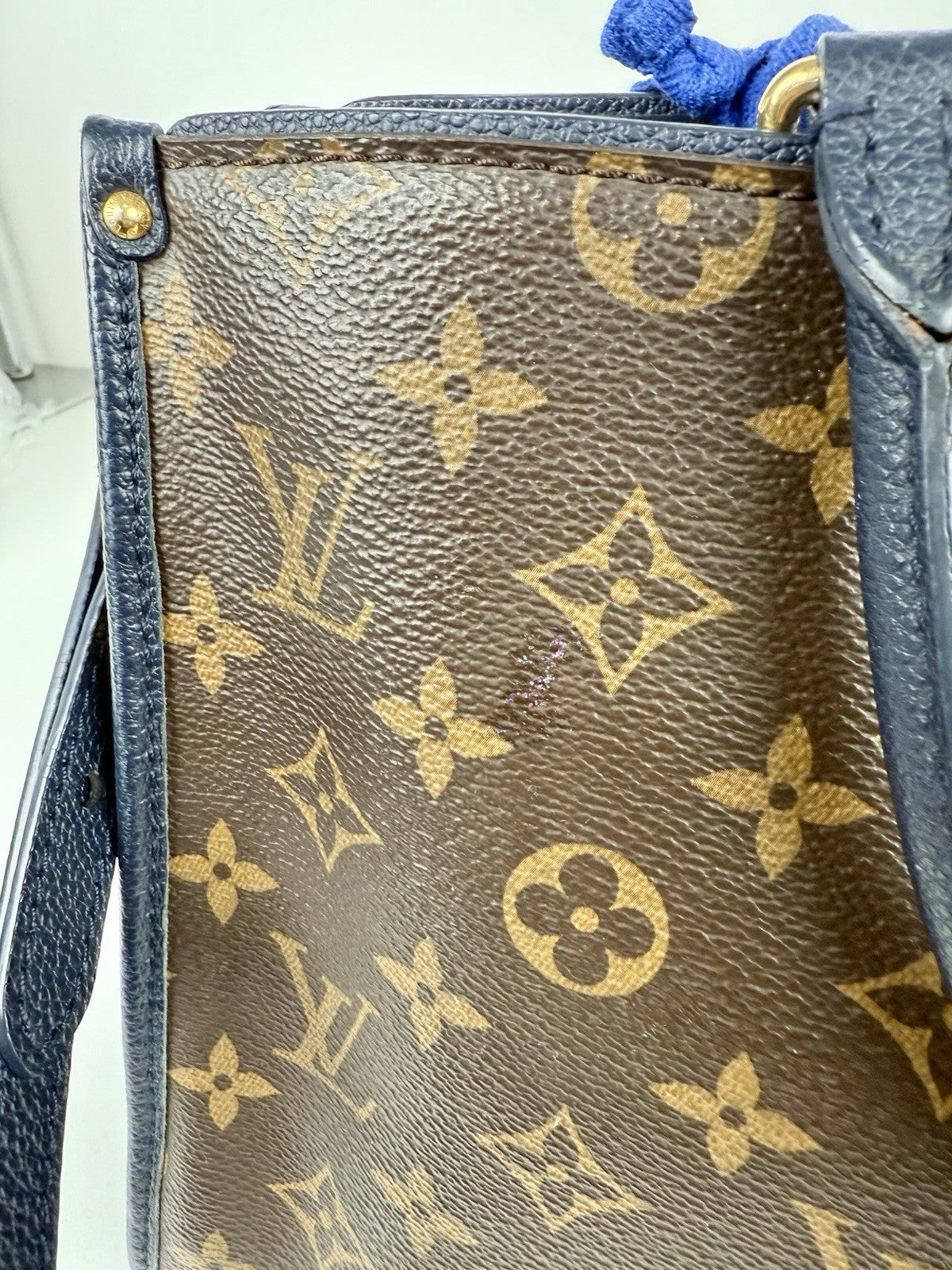 Louis Vuitton Popincourt Shoulder Bag PM Blue Brown Canvas Monogram