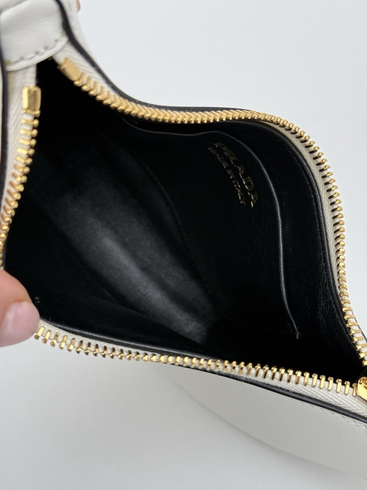 Prada White Leather Arque Shoulder Bag