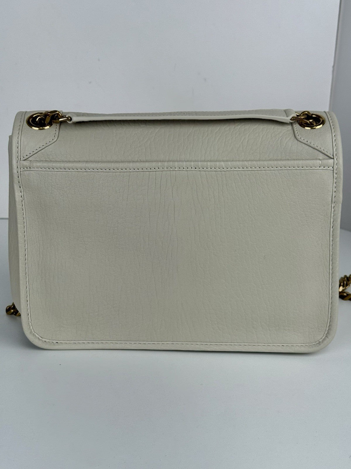 Saint Laurent Niki Medium Leather Shoulder Bag in Crema Soft