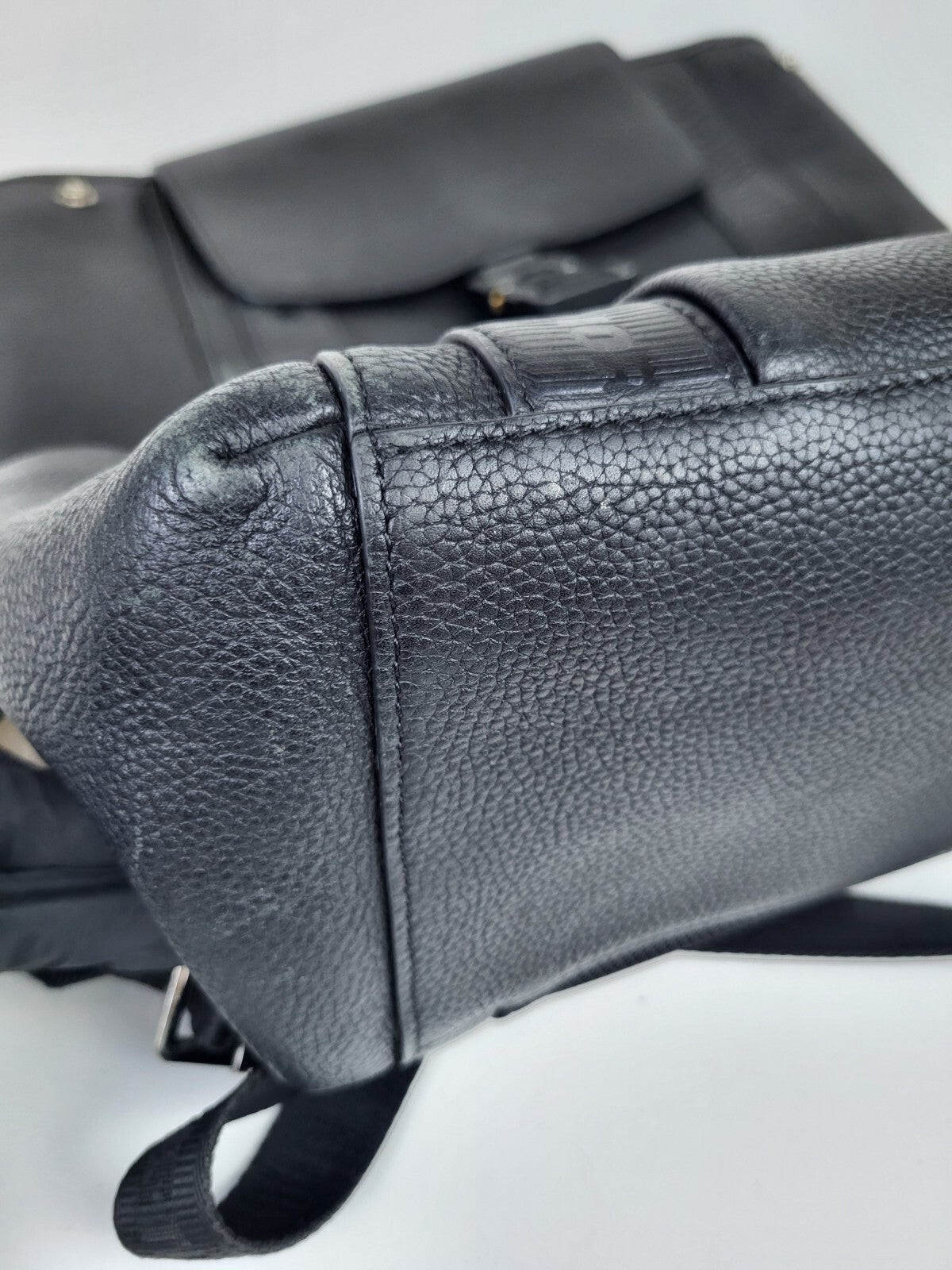 Dior Men's Backpack Saddle Bag Grained Black Leather 