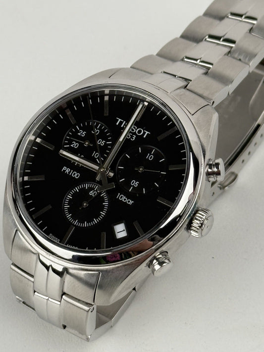 Tissot Men’s PR 100 Black Dial Stainless Steel 40mm Watch T101417A Swiss Made
