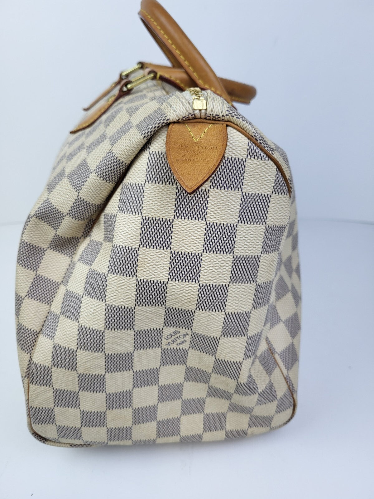 Louis Vuitton Speedy Bandouliere Damier Azur Duffle 35 Canvas Bag