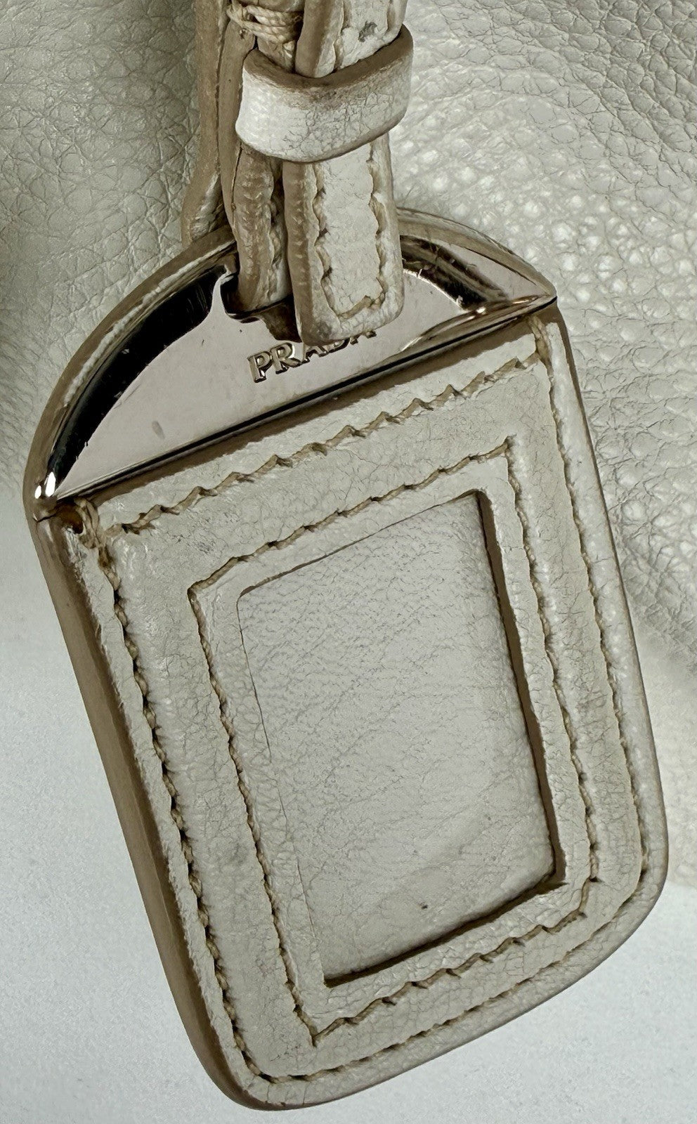 PRADA Two Way Shoulder Bag White Leather