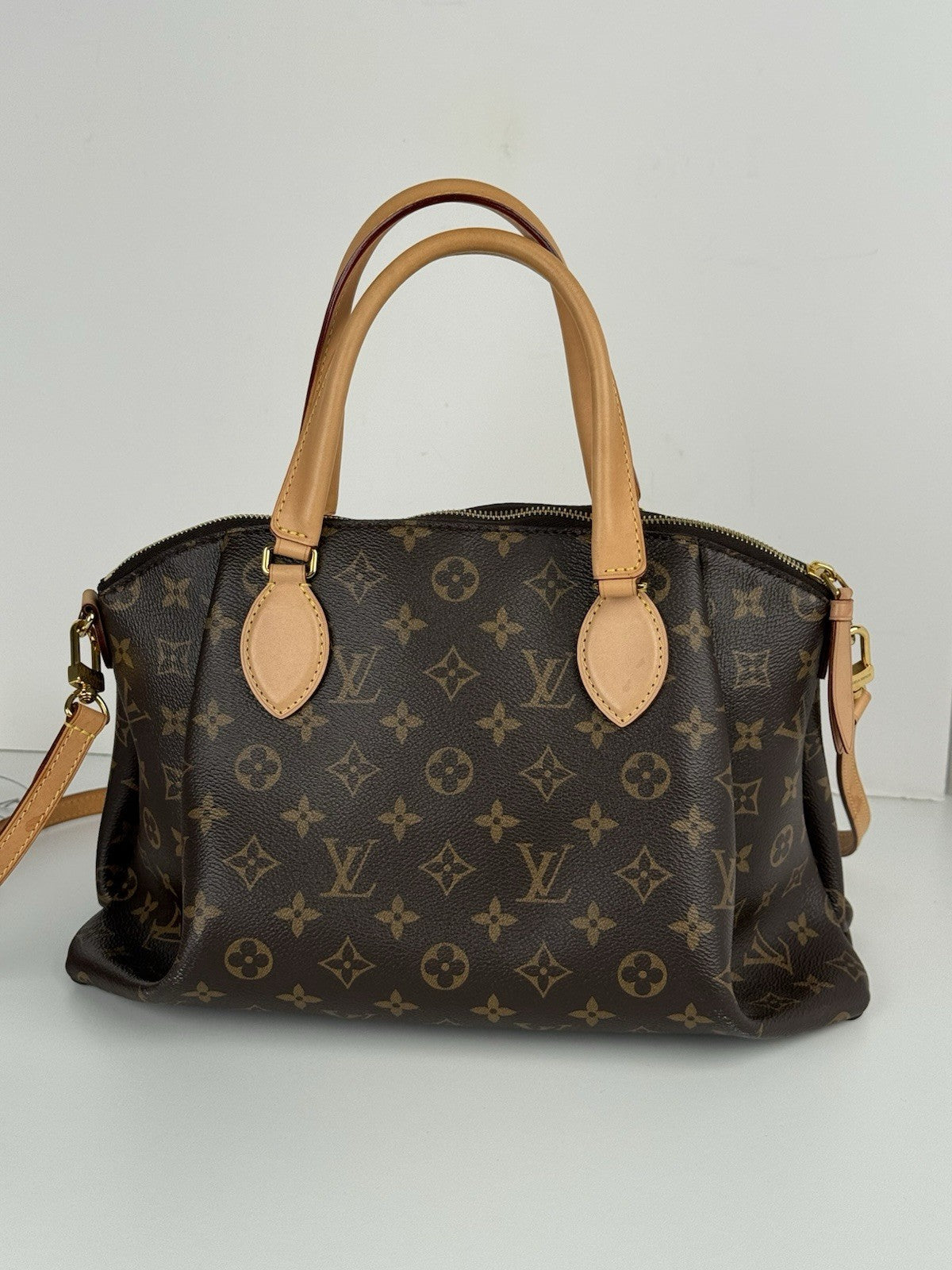 LOUIS VUITTON Monogram Tote Bag Rivory Hand Bag Brown Canvas