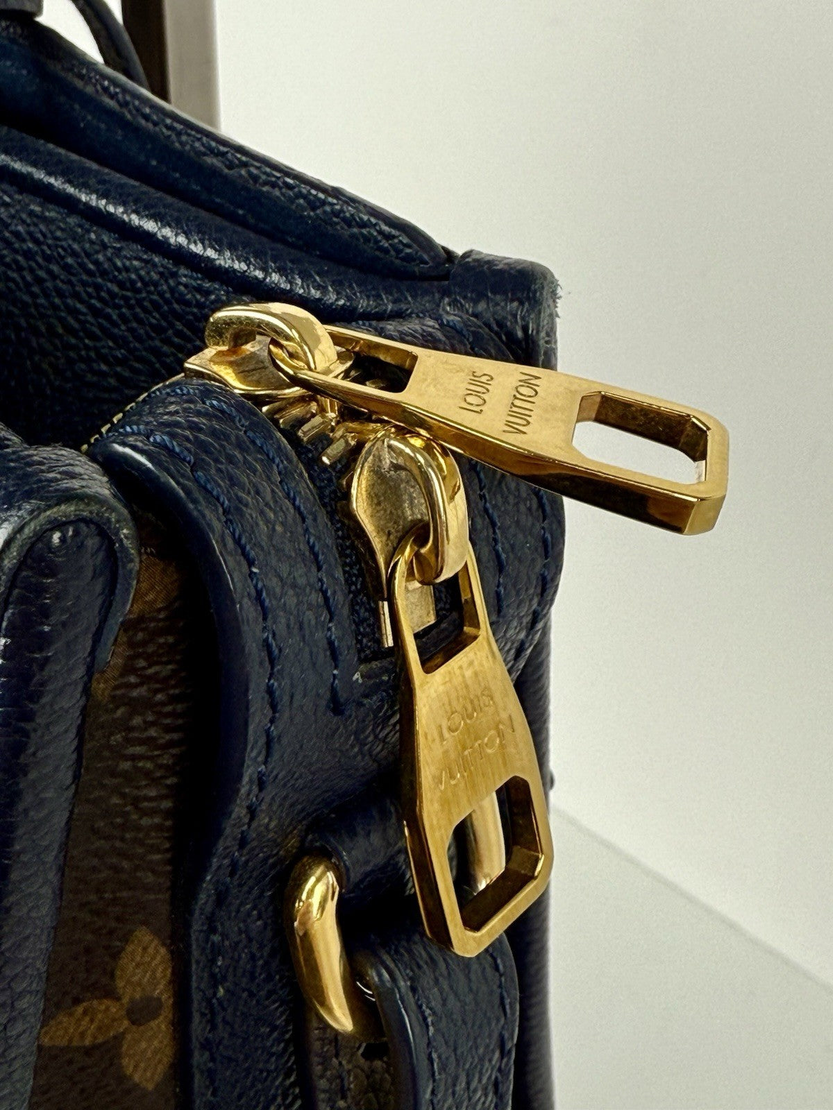 Louis Vuitton Popincourt Shoulder Bag PM Blue Brown Canvas Monogram