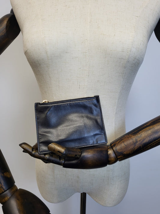 Saint Laurent Black Zipped Pouch Black Leather Wallet 