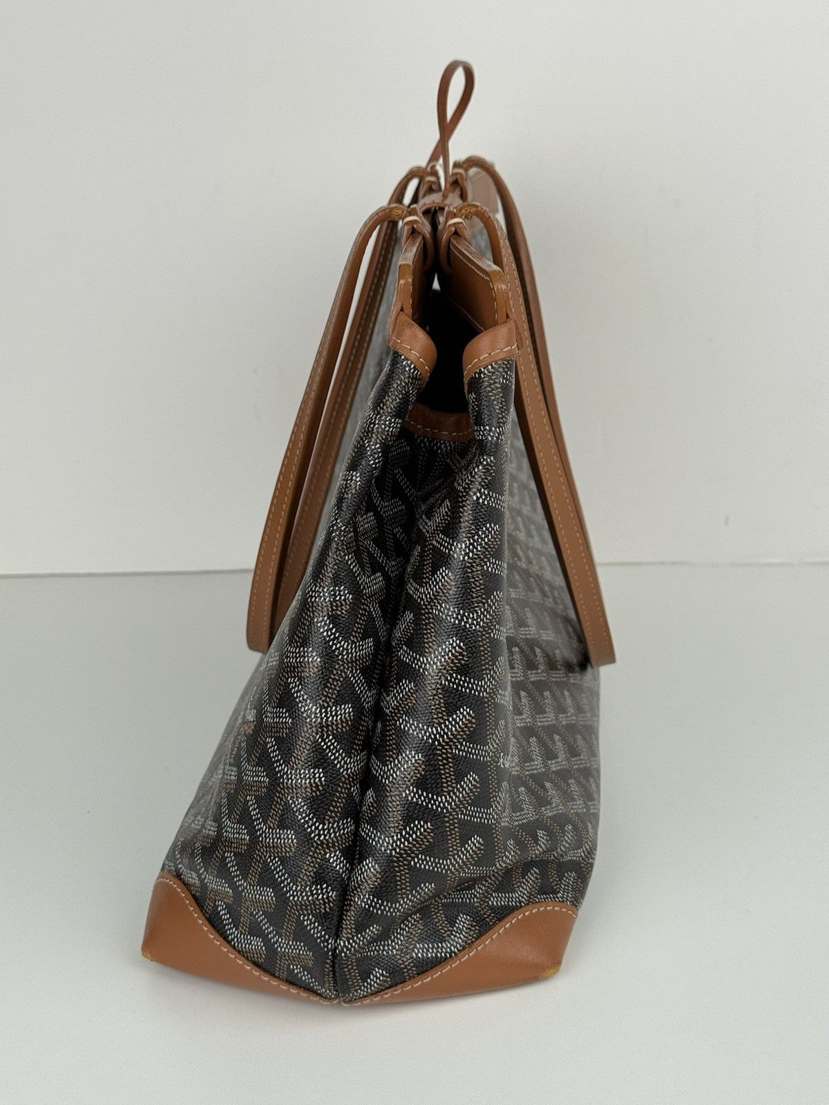 Goyard Bellechasse PM Women's Tote Bag Coated Black/Brown Canvas