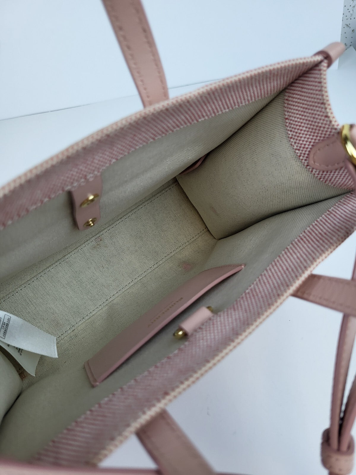 Burberry Freya Shopping Tote Canvas with Leather Mini Pink