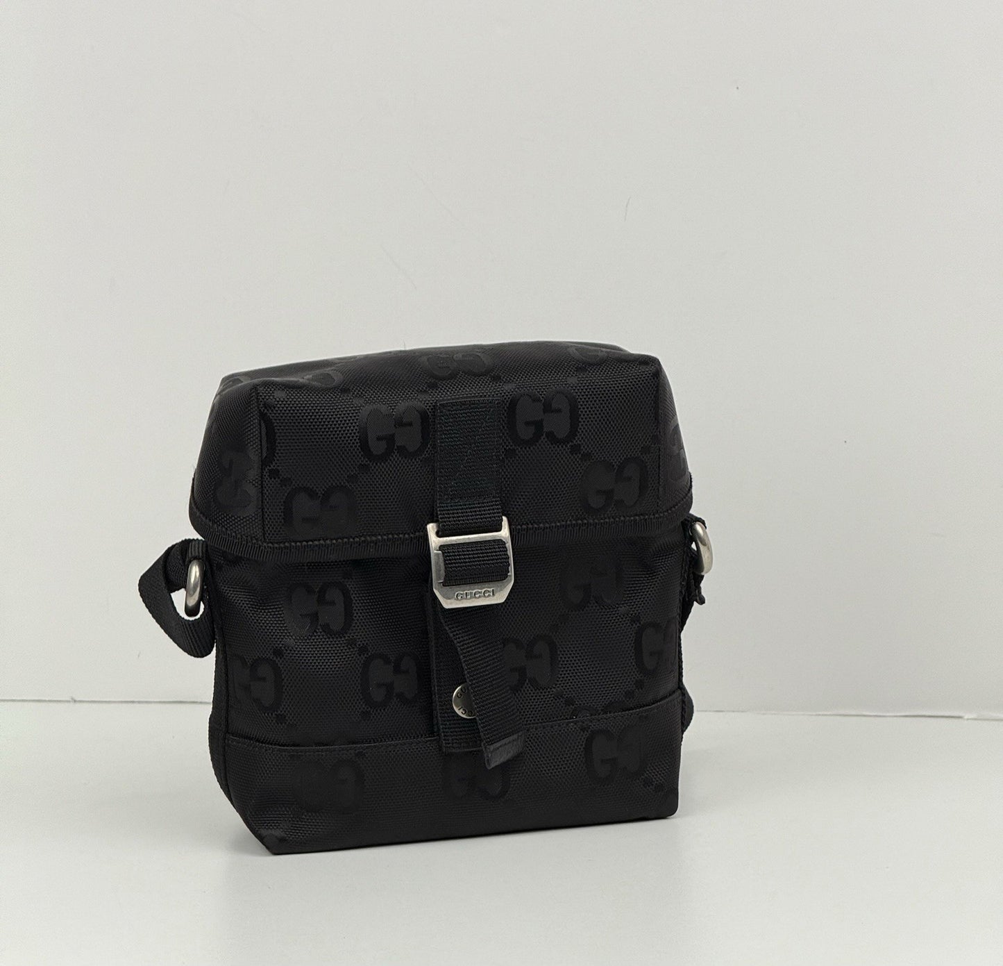 Gucci Econyl Nylon Monogram Off The Grid Messenger Bag Black
