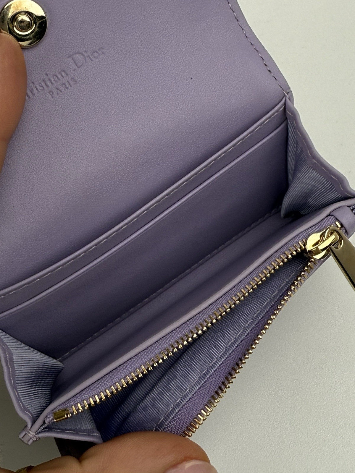 Dior Lambskin Cannage Miss Dior Glycine Wallet Purple