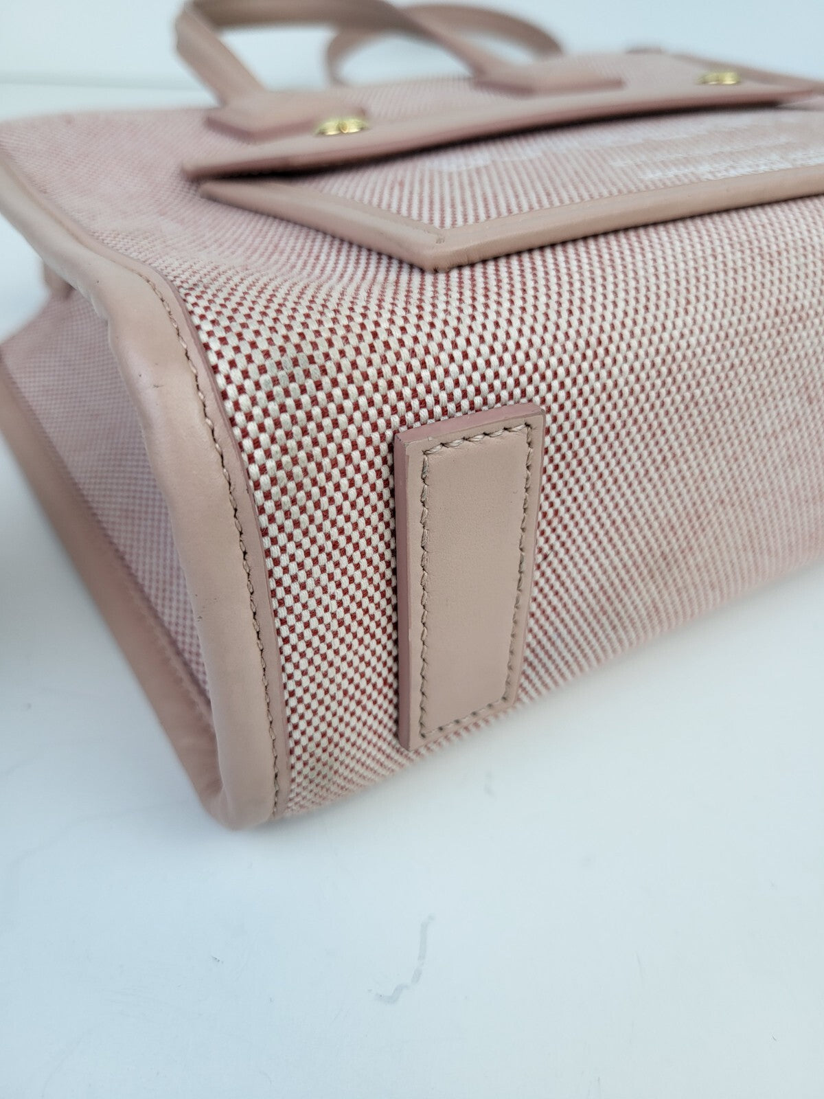 Burberry Freya Shopping Tote Canvas with Leather Mini Pink