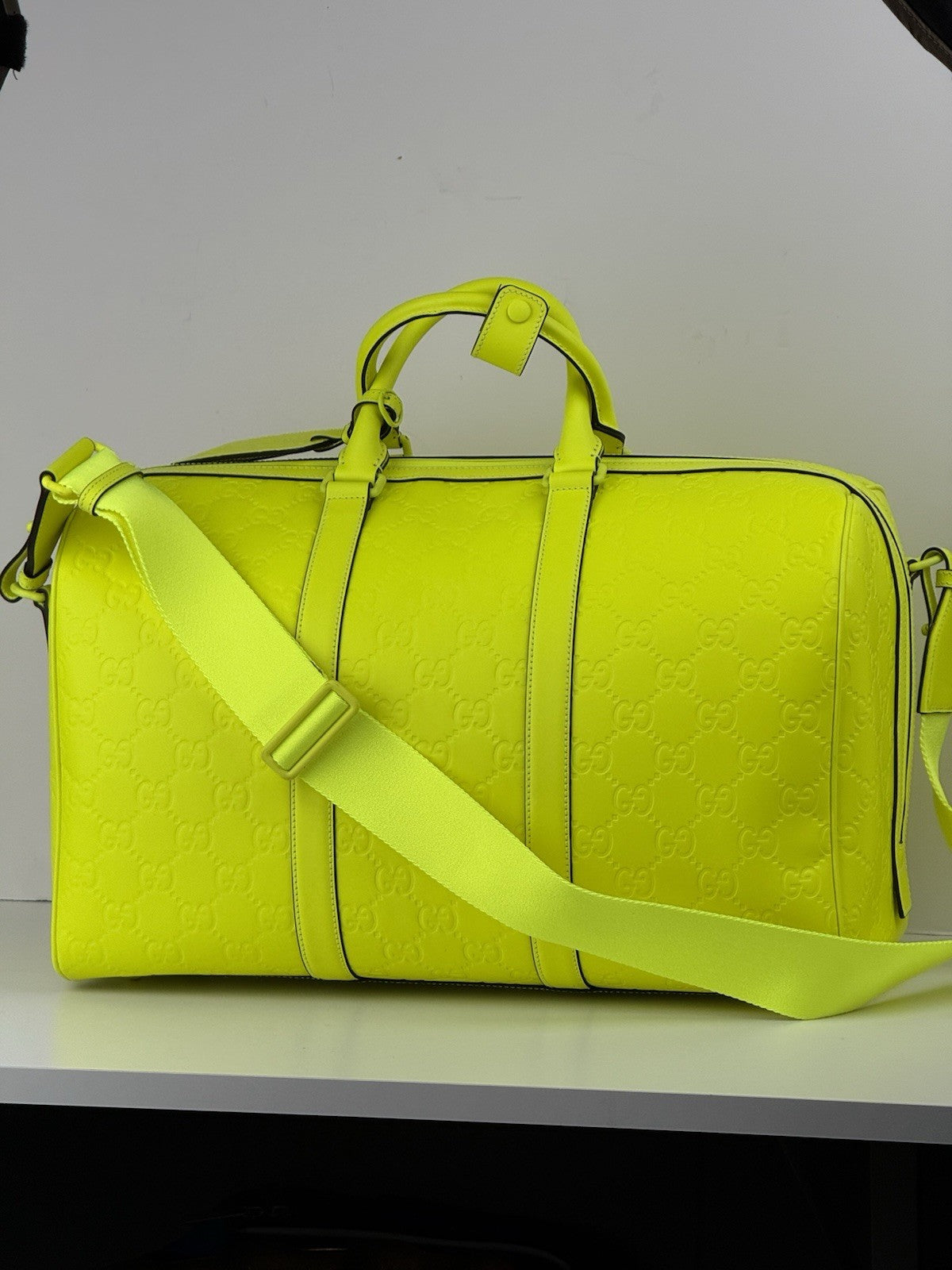Gucci Duffel Bag Neon Yellow Rubber Bag