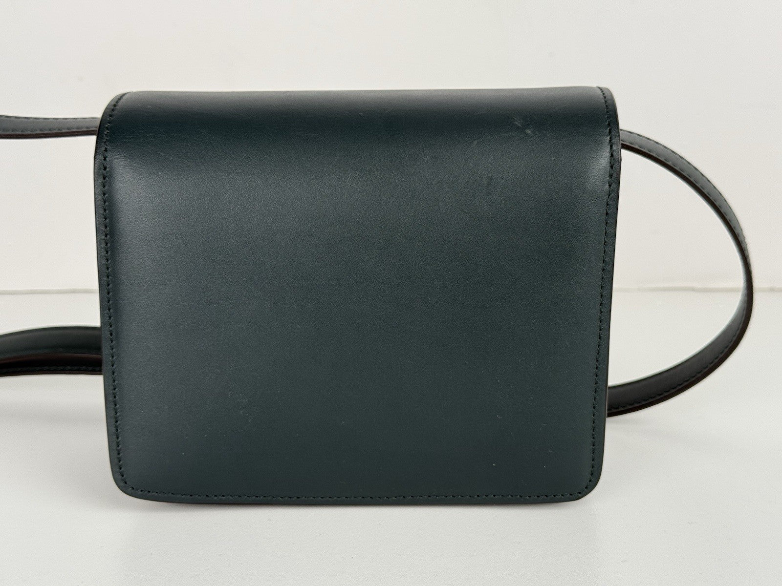 Celine Classic Box Shoulder Bag Medium Dark Green Leather